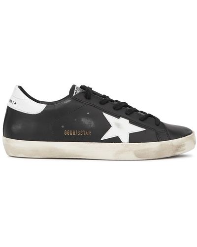 Golden Goose Super-Star Distressed Leather Trainers - Black