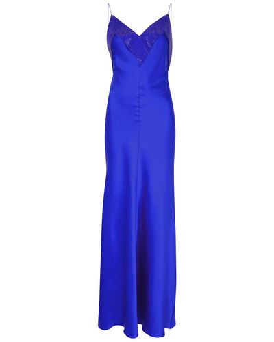 Nue Studio Vivienne Crystal-embellished Satin Maxi Dress - Blue