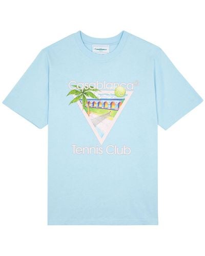 Casablanca Cotton Tennis Club Print T-shirt - Blue