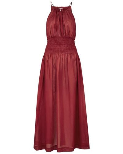 Three Graces London Ember Cotton Midi Dress - Red