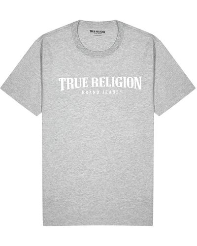True Religion Logo-Print Cotton T-Shirt - Gray