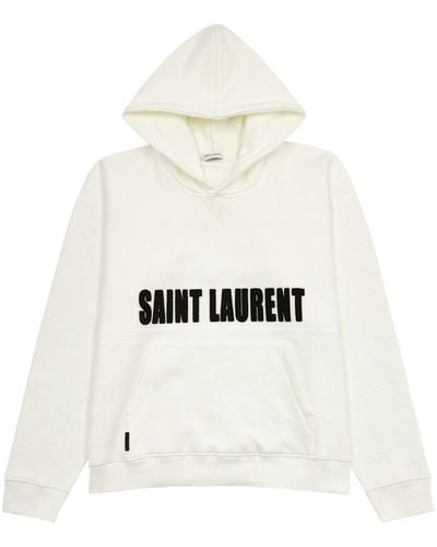 Saint Laurent Agafay Hooded Cotton Sweatshirt - White