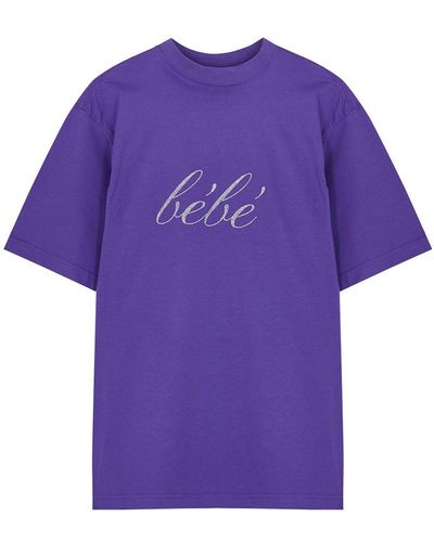 Balenciaga Bébé Embellished Cotton T-Shirt - Purple