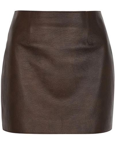 16Arlington Haile Leather Mini Skirt - Brown