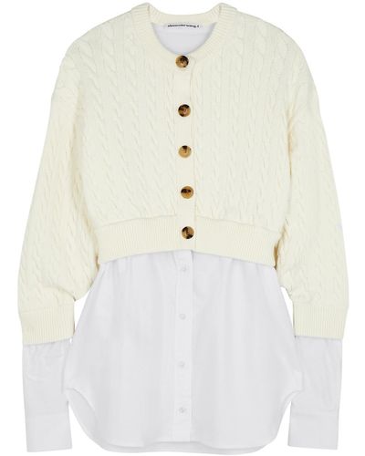 T By Alexander Wang Cream Layered Cable-knit Cardigan - White