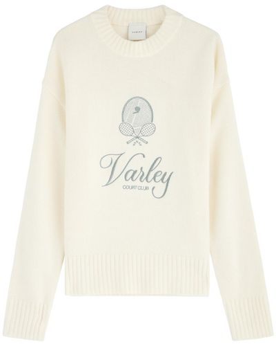 Varley Edie Logo-Embroidered Knitted Jumper - White