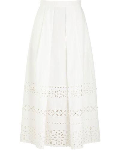 Huishan Zhang Avery Embellished Cut-Out Faille Maxi Skirt - White