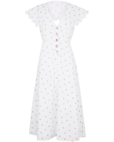 Sister Jane Chamomile Ditsy Floral-print Cotton Midi Dress - White