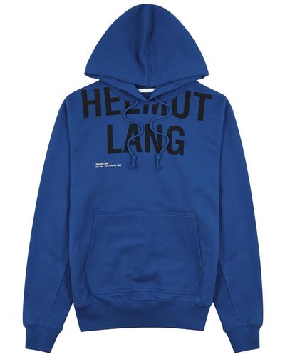 Helmut Lang Logo-print Hooded Cotton Sweatshirt - Blue