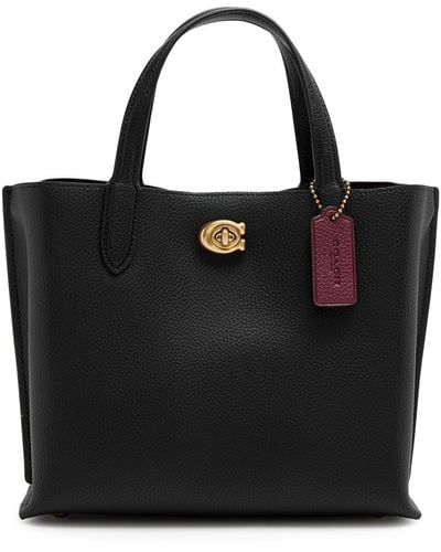 COACH Willow 24 Leather Tote - Black