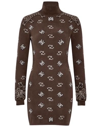 Amiri Bandana-jacquard Mini Sweater Dress - Brown