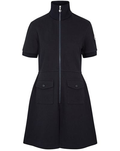 Moncler Piqué Cotton-blend Mini Dress - Black