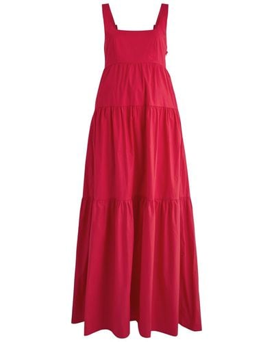 Bird & Knoll Zoe Cotton Maxi Dress - Red