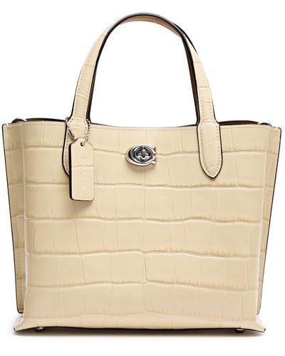 COACH Willow 24 Crocodile-Effect Leather Tote - Natural
