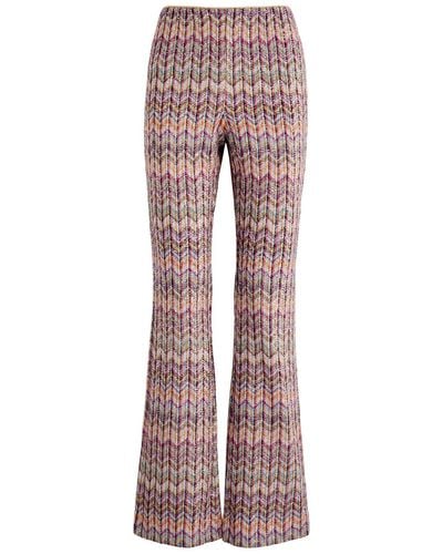 Missoni Zigzag Sequin-Embellished Cotton-Blend Pants - Red