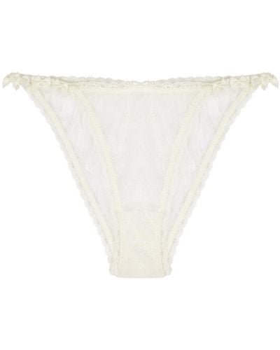 Love Stories Isabel Bow-Embellished Lace Briefs - White