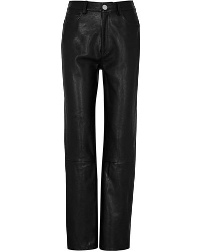 Khaite Danielle Straight-Leg Leather Trousers - Black