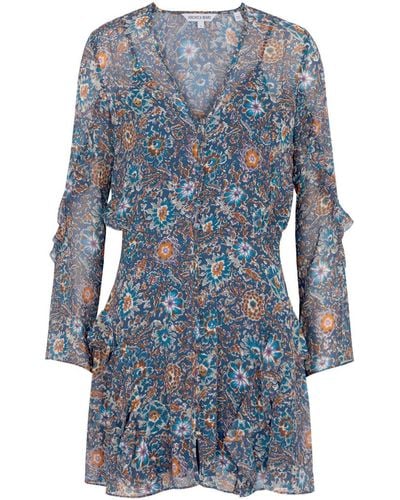 Veronica Beard Camden Floral-print Silk Mini Dress - Blue