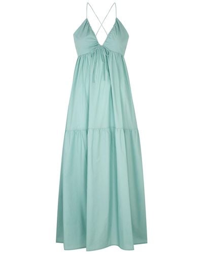 Bird & Knoll Hana Cotton-poplin Maxi Dress - Blue