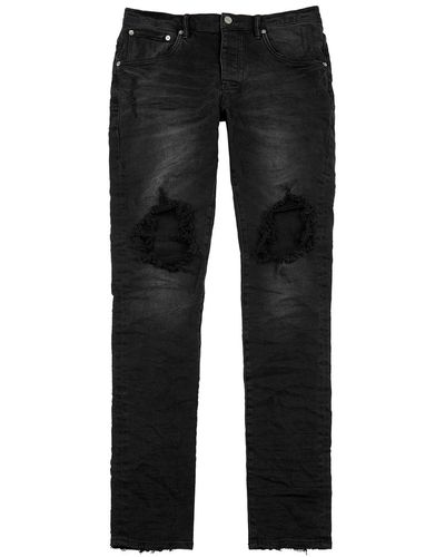Purple Brand Distressed Slim-leg Jeans - Black
