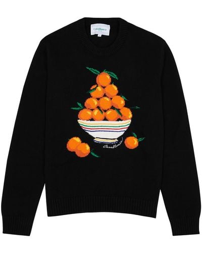 Casablancabrand Pyramide D'Oranges Intarsia Cotton Sweater - Black