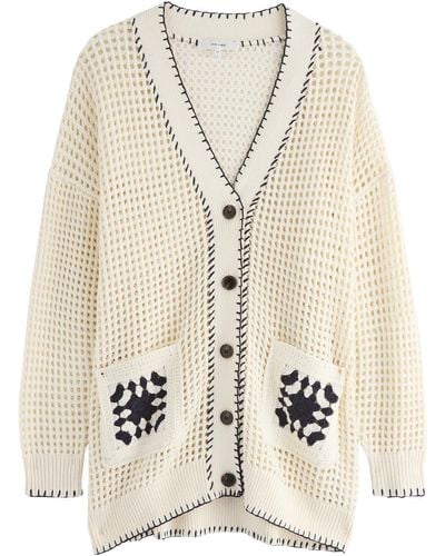 FRAME Open-Knit Crochet Cardigan - Natural