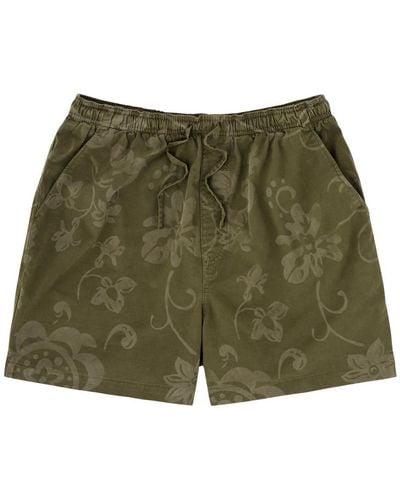 YMC Shorty Printed Stretch-Cotton Shorts - Green