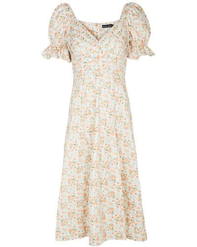 Lavish Alice Floral-print Stretch-jersey Midi Dress - Natural