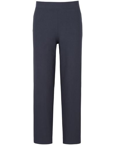 Eileen Fisher Cropped Stretch-crepe Trousers - Blue