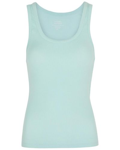 COLORFUL STANDARD Ribbed Stretch-Cotton Tank - Blue