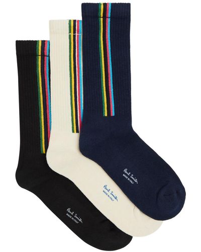 Paul Smith Striped Stretch-cotton Socks - Blue