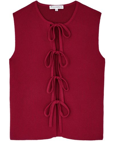 JW Anderson Bow Ribbed Cotton-Blend Tank - Red