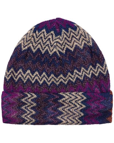 Missoni Zigzag Metallic-knit Beanie - Purple
