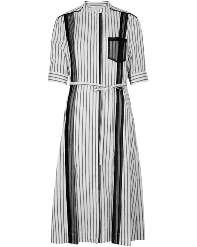 3.1 Phillip Lim Striped Cotton Poplin Midi Dress - Gray
