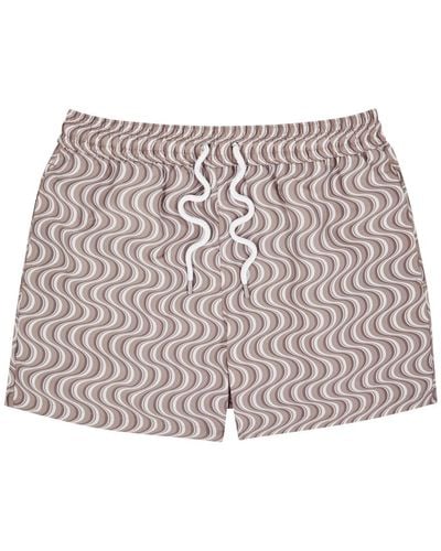 Frescobol Carioca Copa Comada Printed Shell Swim Shorts - Natural