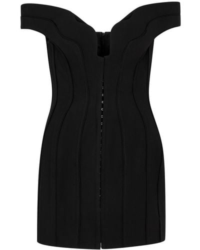 Mugler Twill Corset Mini Dress - Black