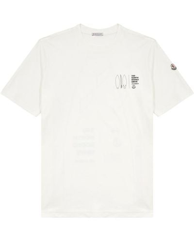 Moncler Surf Logo-Print Cotton T-Shirt - White