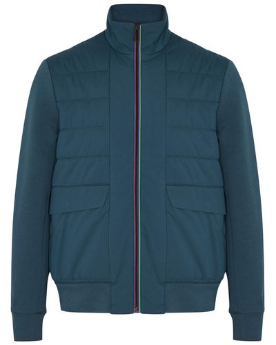 PS by Paul Smith Quilted Shell And Jersey Jacket - Blue