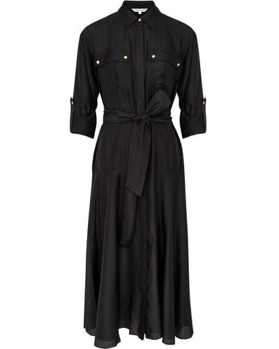 Veronica Beard Camille Silk-Satin Midi Shirt Dress - Black