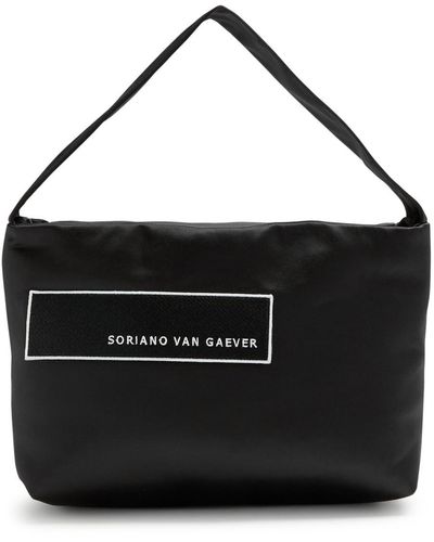 Soriano Van Gaever Tara Satin Top Handle Bag - Black