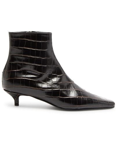 Totême Totême 40 Crocodile-effect Leather Ankle Boots - Black