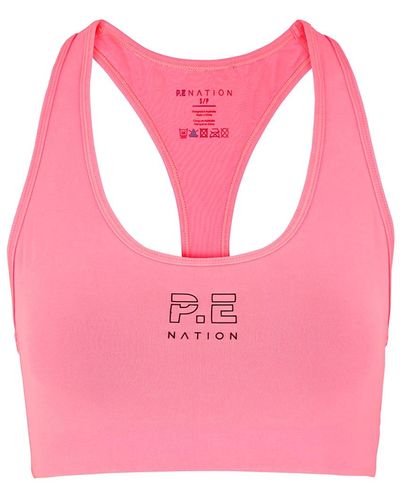 P.E Nation Half Time Bright Pink Stretch-jersey Bra Top