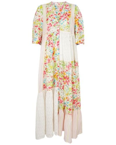 byTiMo Patchwork Cotton-Blend Maxi Dress - White