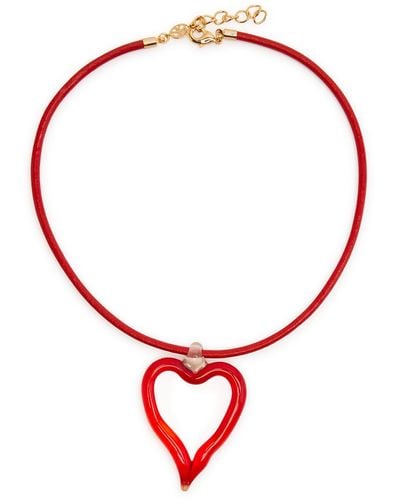 SANDRALEXANDRA Heart Of Glass Xl Leather Cord Necklace - Red