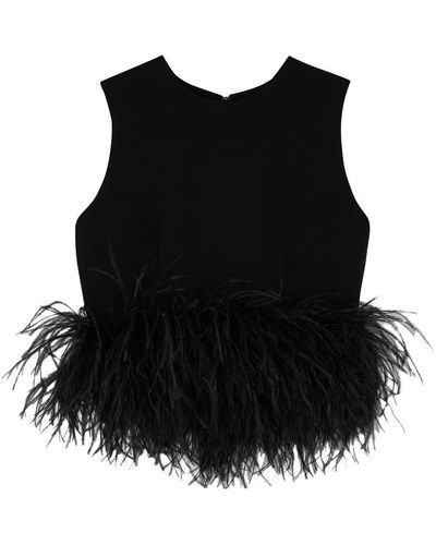 16Arlington Hoku Feather-trimmed Top - Black