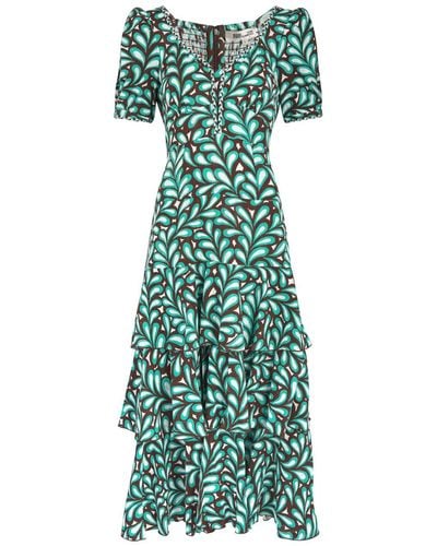 Diane von Furstenberg Aire Printed Cotton Midi Dress - Green