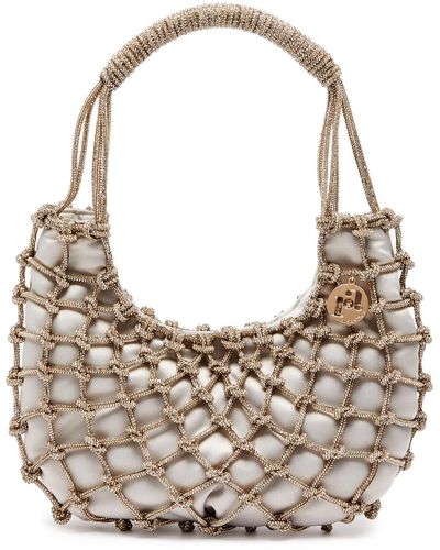 Rosantica Nodi Crystal-embellished Satin Shoulder Bag - Gray