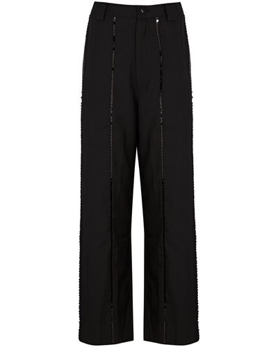 LOVEBIRDS Sparkle Sequin-embellished Twill Pants - Black