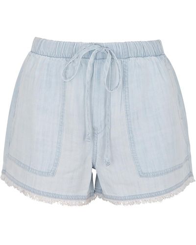 Bella Dahl Frayed Chambray Shorts, Shorts - Blue