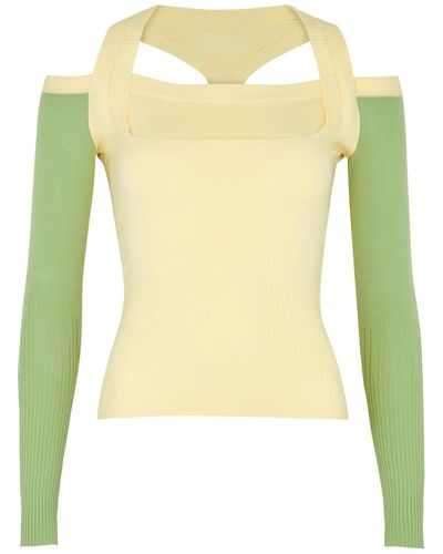 GIMAGUAS Latte Cut-out Knitted Sweater - Yellow